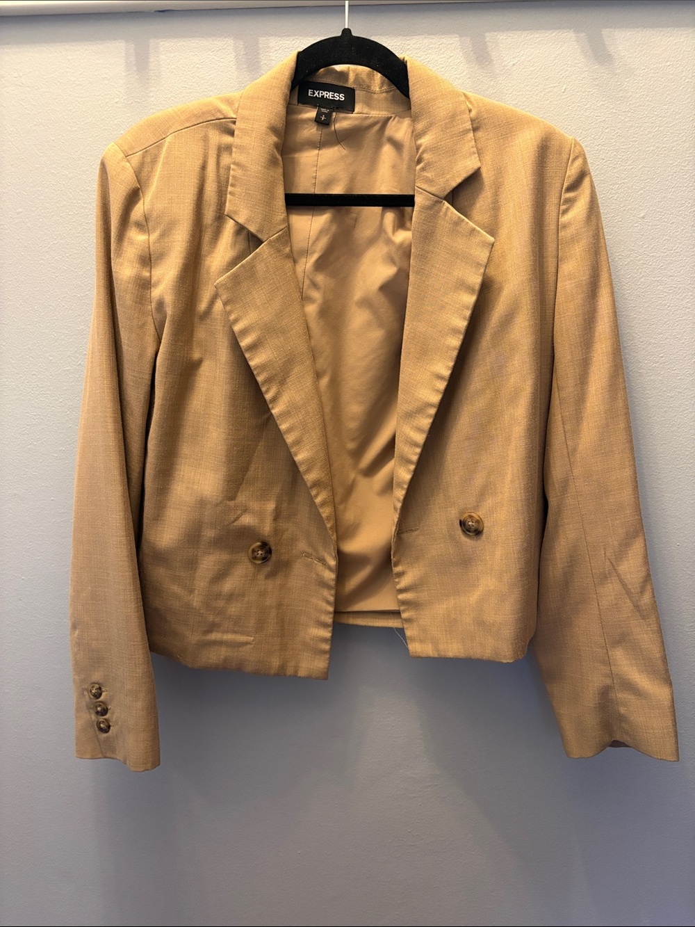 Express Women's Light Tan Cropped Blazer